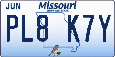 MO license plate PL8K7Y