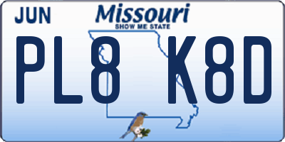 MO license plate PL8K8D