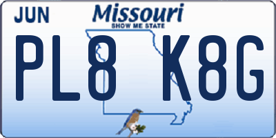 MO license plate PL8K8G