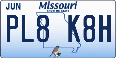 MO license plate PL8K8H