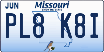 MO license plate PL8K8I