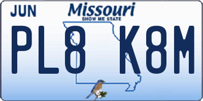 MO license plate PL8K8M