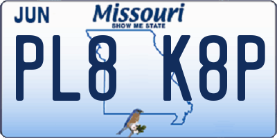 MO license plate PL8K8P