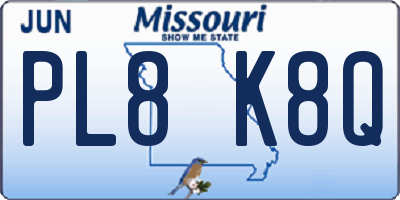 MO license plate PL8K8Q