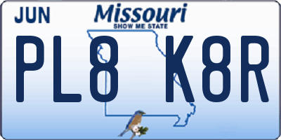 MO license plate PL8K8R