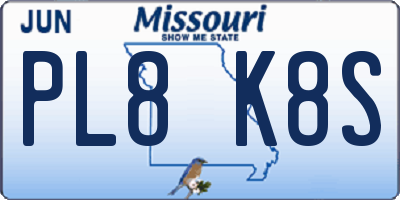 MO license plate PL8K8S