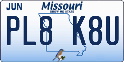 MO license plate PL8K8U