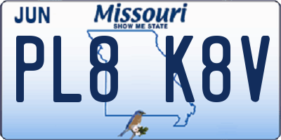 MO license plate PL8K8V
