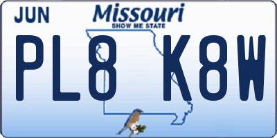 MO license plate PL8K8W