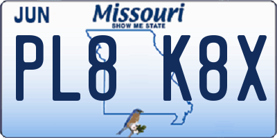 MO license plate PL8K8X