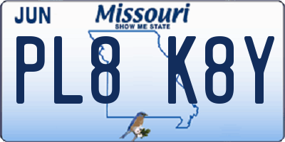 MO license plate PL8K8Y