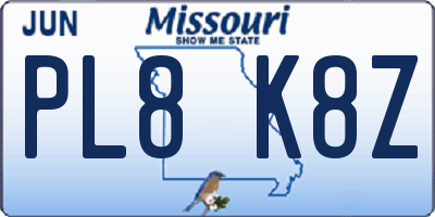 MO license plate PL8K8Z