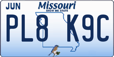 MO license plate PL8K9C