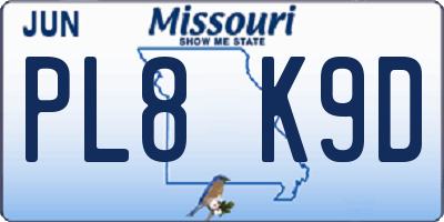MO license plate PL8K9D