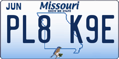 MO license plate PL8K9E