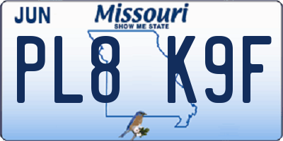 MO license plate PL8K9F