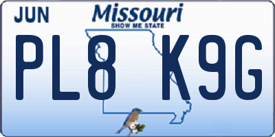 MO license plate PL8K9G