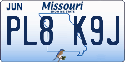 MO license plate PL8K9J