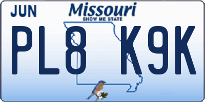 MO license plate PL8K9K