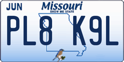 MO license plate PL8K9L