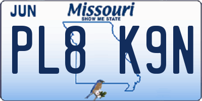 MO license plate PL8K9N