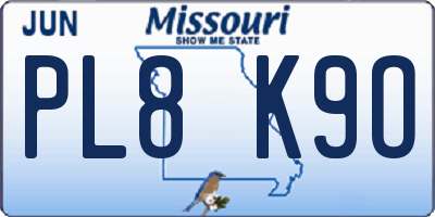 MO license plate PL8K9O