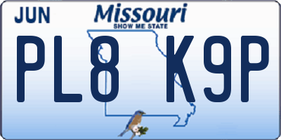 MO license plate PL8K9P