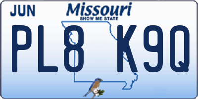 MO license plate PL8K9Q