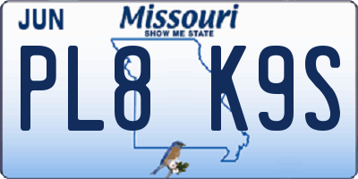 MO license plate PL8K9S