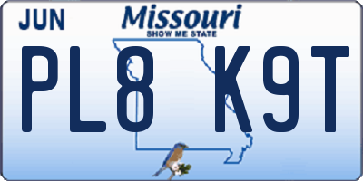 MO license plate PL8K9T