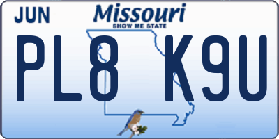 MO license plate PL8K9U