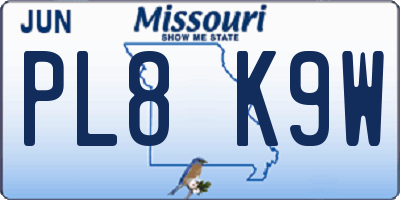 MO license plate PL8K9W