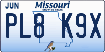 MO license plate PL8K9X