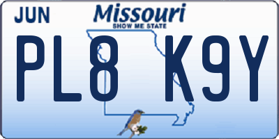 MO license plate PL8K9Y