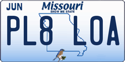 MO license plate PL8L0A