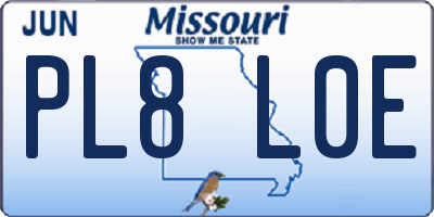 MO license plate PL8L0E