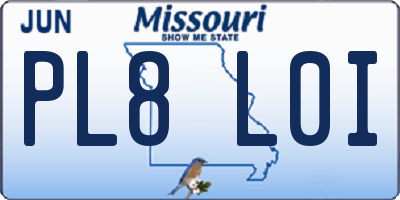 MO license plate PL8L0I