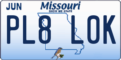 MO license plate PL8L0K
