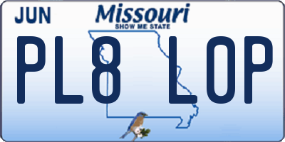 MO license plate PL8L0P