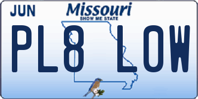 MO license plate PL8L0W