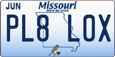MO license plate PL8L0X
