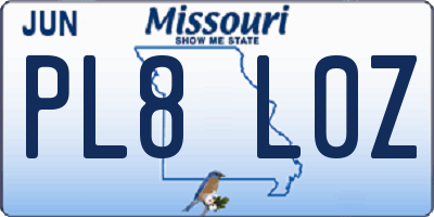 MO license plate PL8L0Z