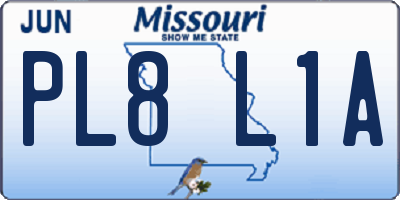 MO license plate PL8L1A