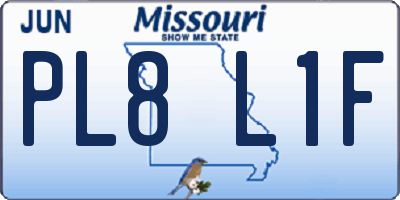 MO license plate PL8L1F
