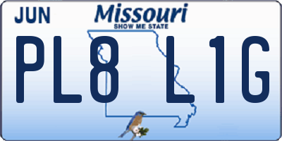 MO license plate PL8L1G