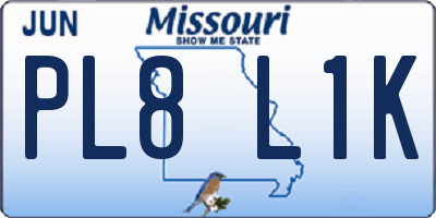 MO license plate PL8L1K