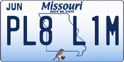 MO license plate PL8L1M