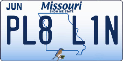 MO license plate PL8L1N