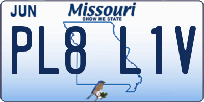 MO license plate PL8L1V