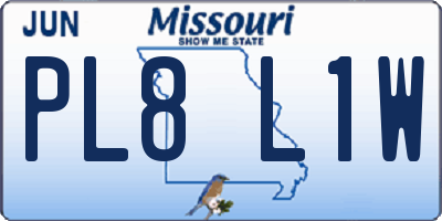 MO license plate PL8L1W
